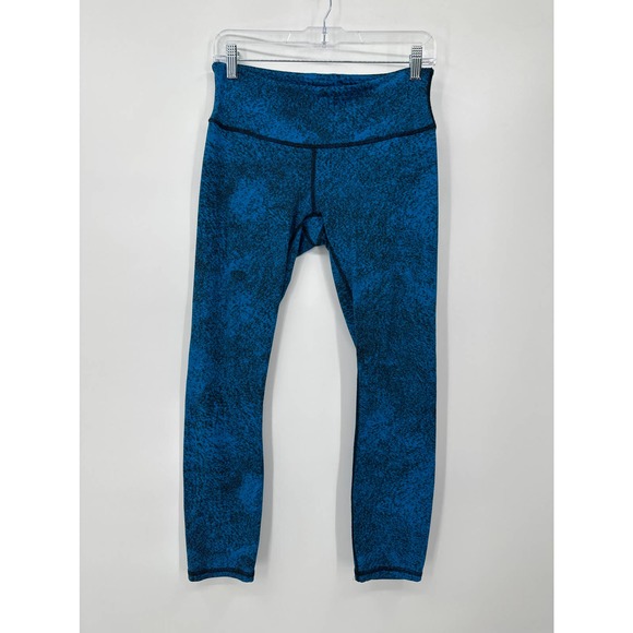 Lululemon Wunder Under Legging Luon Spray Jacquard Shocking Blue Black Size 8 - Picture 1 of 9